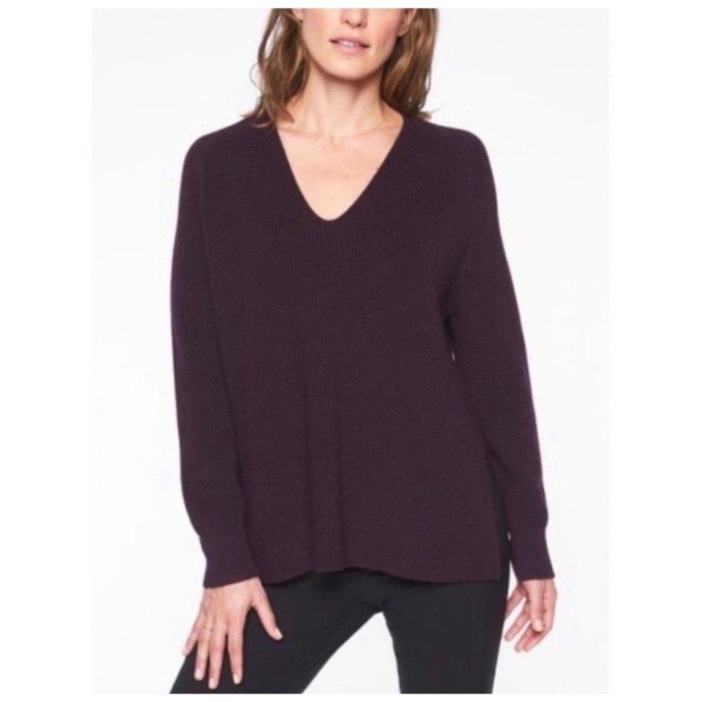 Athleta Switchback Pullover V-Neck Knit Sweater - image 1